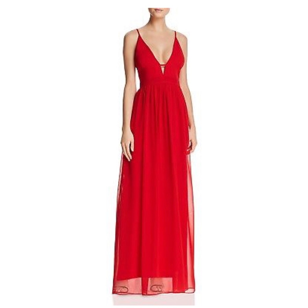 Aqua Grecian Plunge Gown Red XS NWT